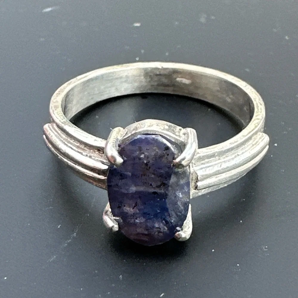 Natural beautiful Sapphire from Kashmir 13.20 Ct Ring Silver 925 - Picture 11 of 12